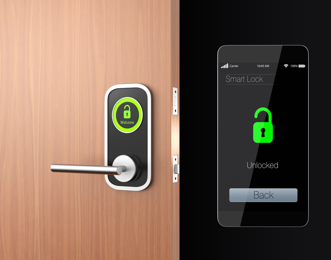 Smart lock concept with clipping path. 3D rendering image in original design.